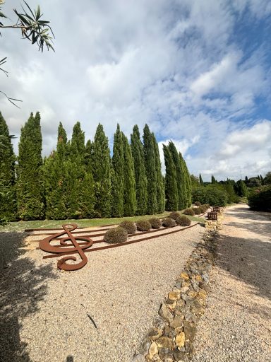 Landscape of Cypress Trees and musical scale